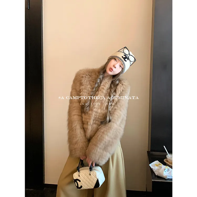 LUU桃喜儿/真毛纯狐狸毛慵懒高级感皮草外套女秋冬短款设计感上衣