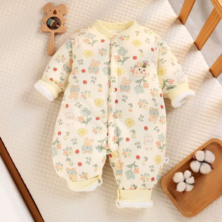 【专享150克】秋冬新生儿纯棉外穿爬服加厚婴幼儿连体衣棉服