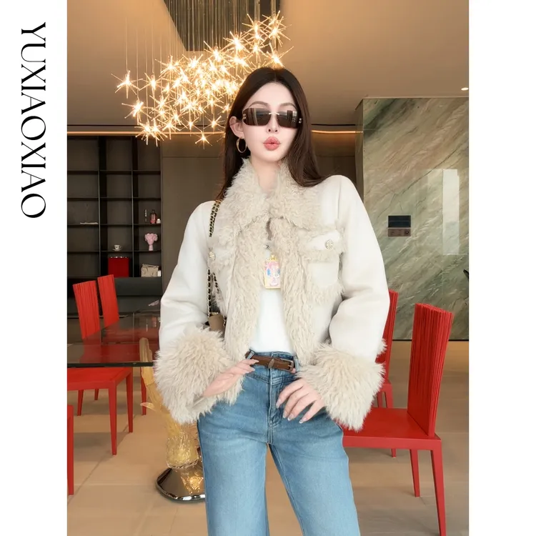 余潇潇【罗马雪夜】层次设计感蝴蝶结钻饰大翻领中长款&短款外套