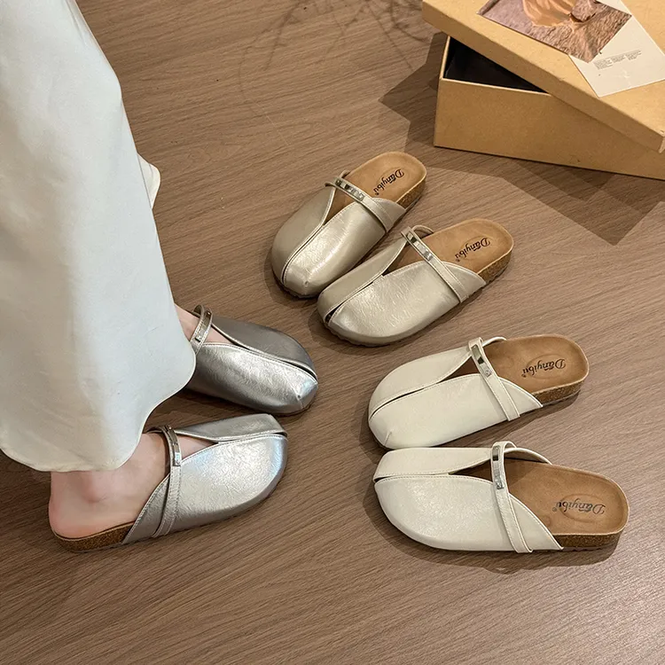 镂空包头包头拖女外穿复古拖鞋半托复古时尚法式网红软底百搭ins