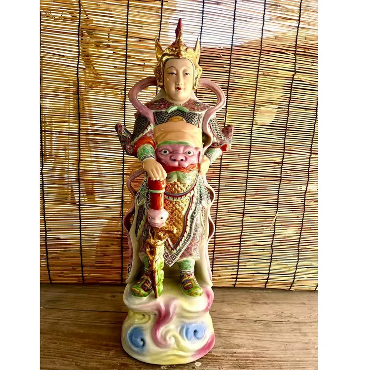精品韦陀菩萨景德镇陶瓷手工雕刻韦驮菩萨中式佛堂庙宇吉祥摆件