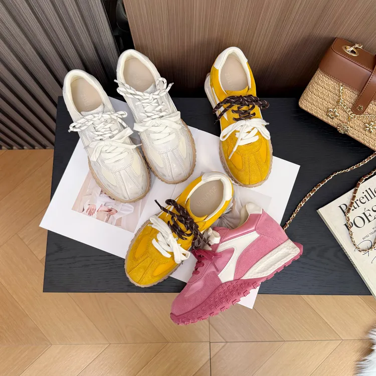 内增高8cm复古德训鞋女2025夏季新款百搭透气休闲厚底运动阿甘鞋