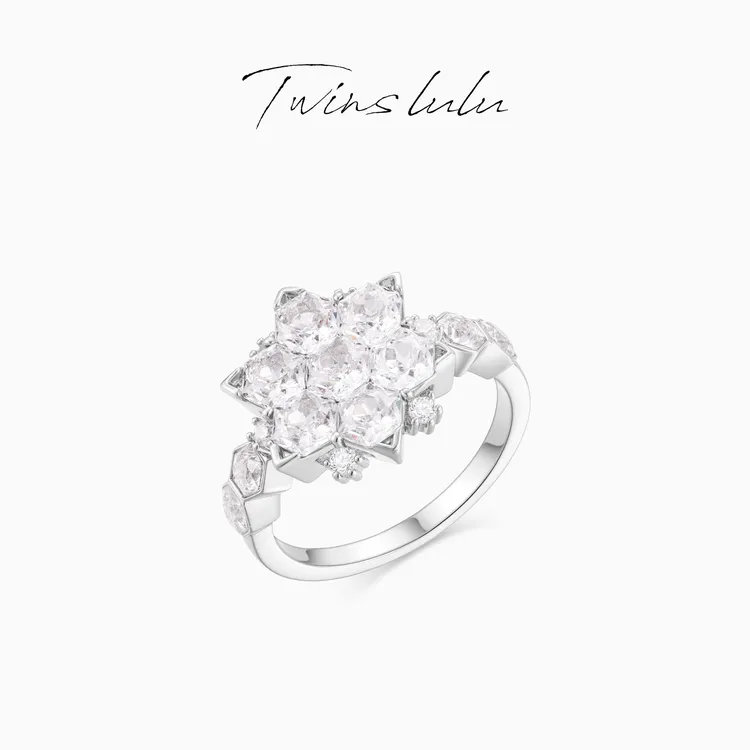 TWINS LULU【冰花】 新年款轻奢高级小众百搭风蜂巢戒指TSS6784