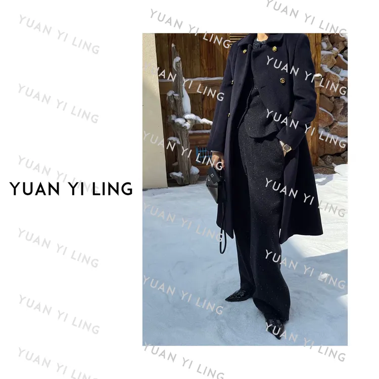 袁艺灵【佩里斯】秘鲁进口阿尔巴卡Baby羊驼毛双排扣大衣外套9075