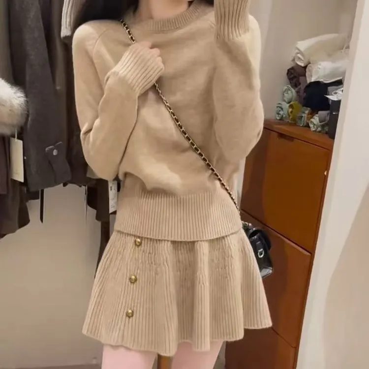 法式开衫时尚日式减龄休闲风上衣半裙时尚套装慵懒风