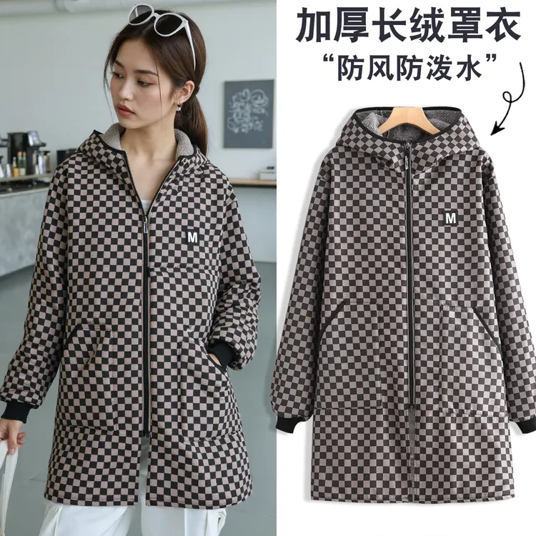 加绒加厚新款罩衣女成人防污保暖长袖围裙外穿秋冬大褂耐脏外套男