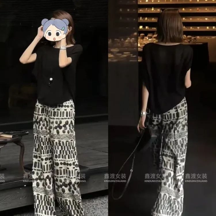 2025夏季新款时尚显瘦气质女士网红洋气两件套百搭款D5925