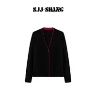 SJJ-SHANG【朱线】25早秋100%羊毛纹理感长袖针织上衣q135483p