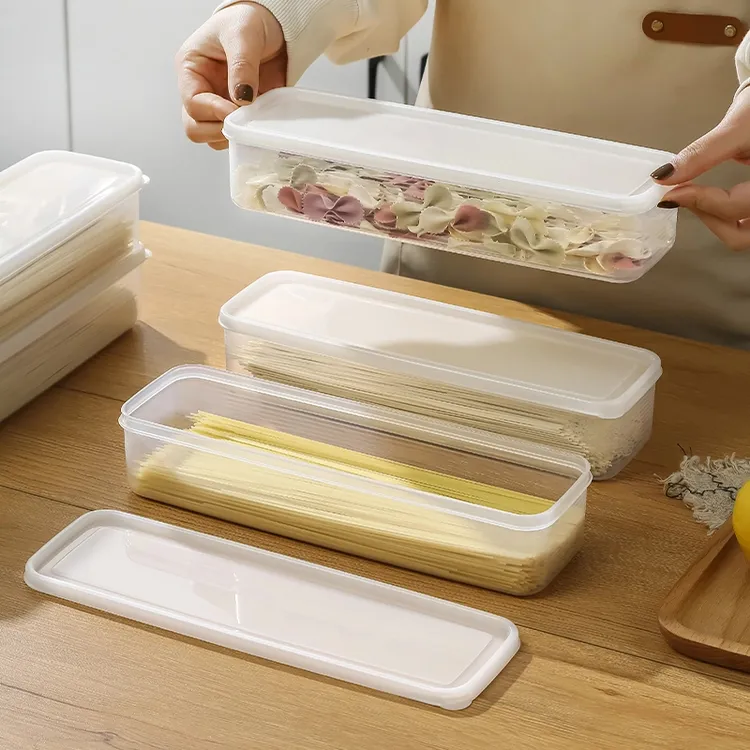 长方形面条收纳盒冰箱厨房杂粮挂面塑料食品密封保鲜级盒带盖盒子
