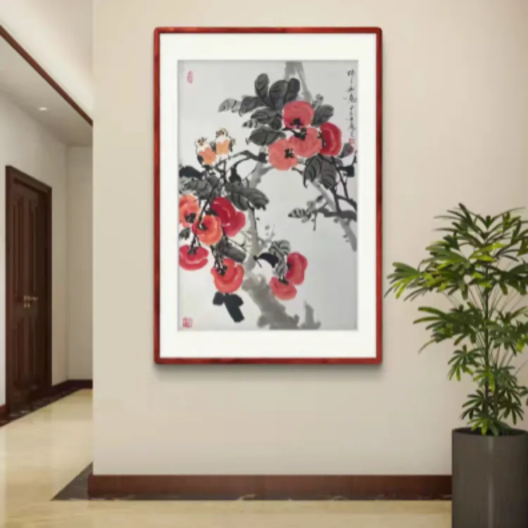 客厅玄关挂画四尺三开竖幅手绘作品纯画心未装裱不带框