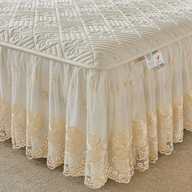 夹棉床裙单件四季通用2025新款韩式公主风遮丑加厚防滑花边床罩套