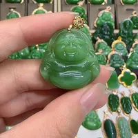和田玉（碧玉）吊坠(不含链)18K金镶嵌