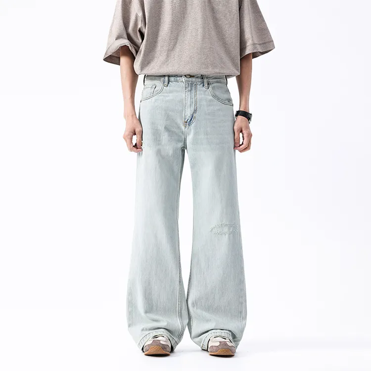 《APT》美式水洗做旧磨破牛仔裤男款宽松直筒宽松潮流长裤-144
