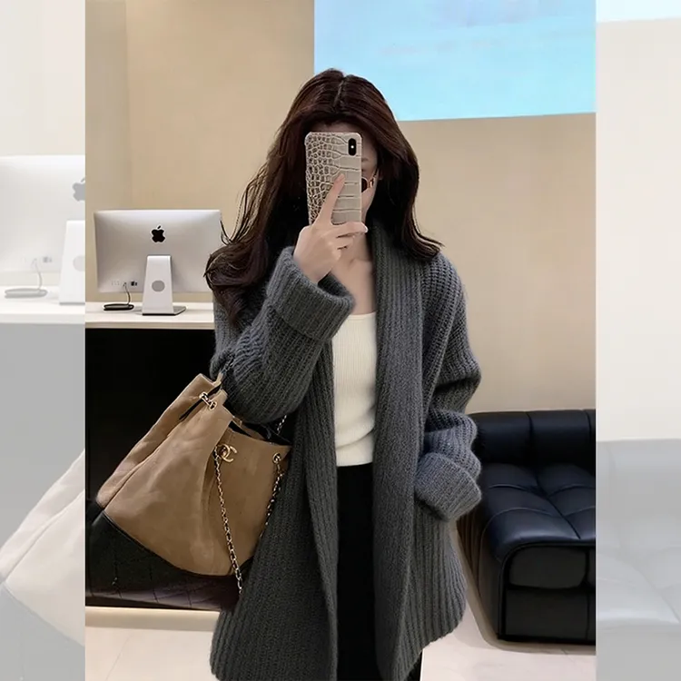 毛衣女款2025新款秋冬慵懒高级感超好看软糯气质灰色针织开衫外套