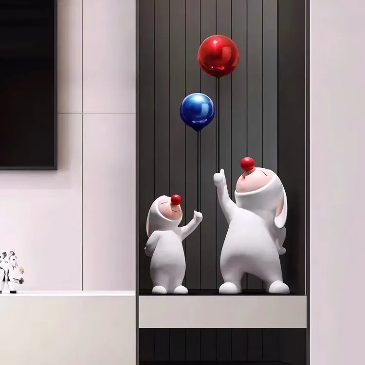 北欧创意气球兔子摆件动物客厅桌面电视柜玄关橱窗家居房间装饰品