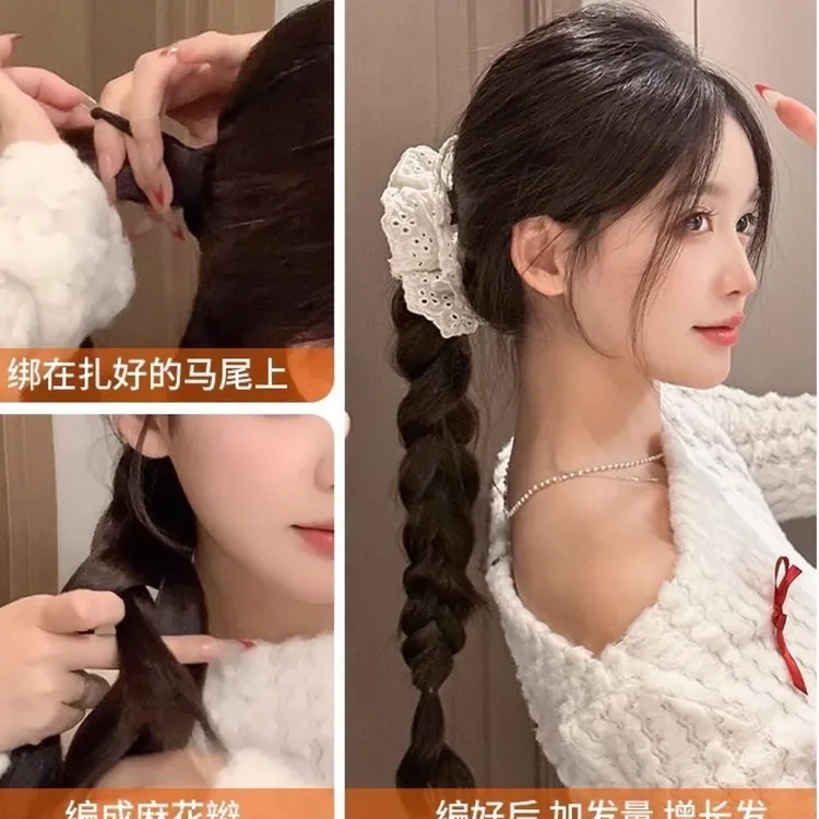 日韩女甜美风复古发圈发绳ins少女可爱麻花森系头饰
