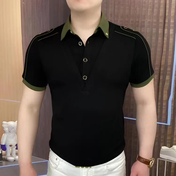 夏季酷影绿墨Polo衫中年潮流修身男士商务时尚休闲高品质2025