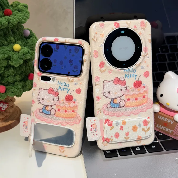 满屏花花蛋糕kitty标签适用华为vivo小米oppo苹果17/16女款手机壳