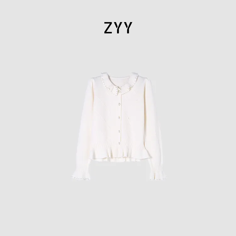 ZYY【巫山寄思】2025/S新款荷叶领重工针织衫X25DMY05759