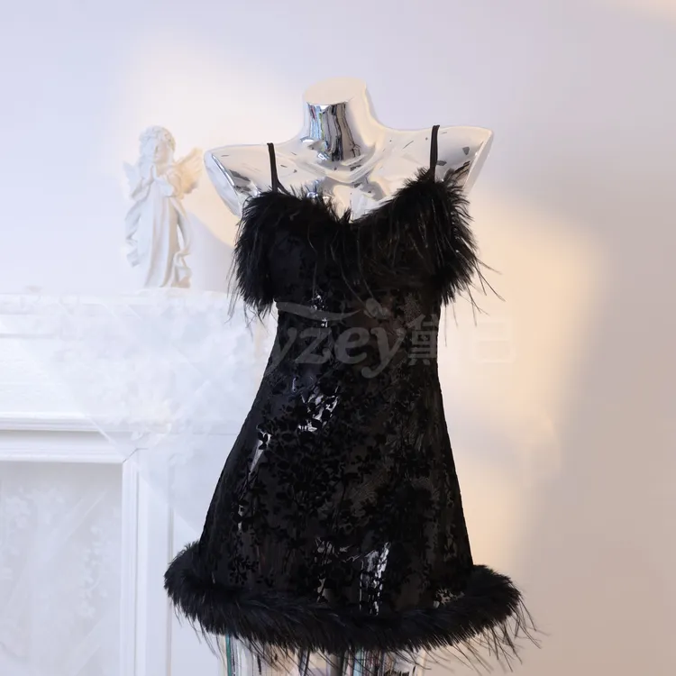 秋季新品黑色蕾丝时尚甜美吊带纯欲清纯性感夏季轻奢女士睡裙