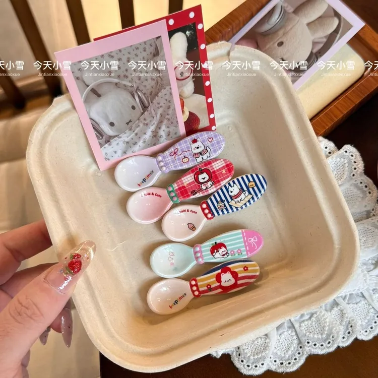 可爱西高地勺子发夹女前额刘海夹子可爱发夹儿童碎发鸭嘴夹头饰