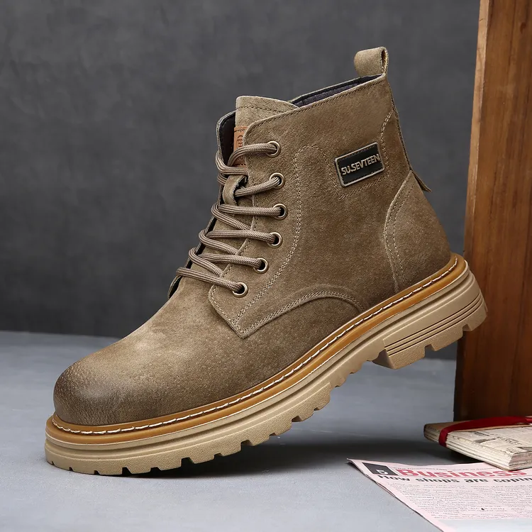 男款真皮马丁靴男鞋短靴中帮皮靴皮鞋工装靴高帮鞋冬季棉鞋男靴子