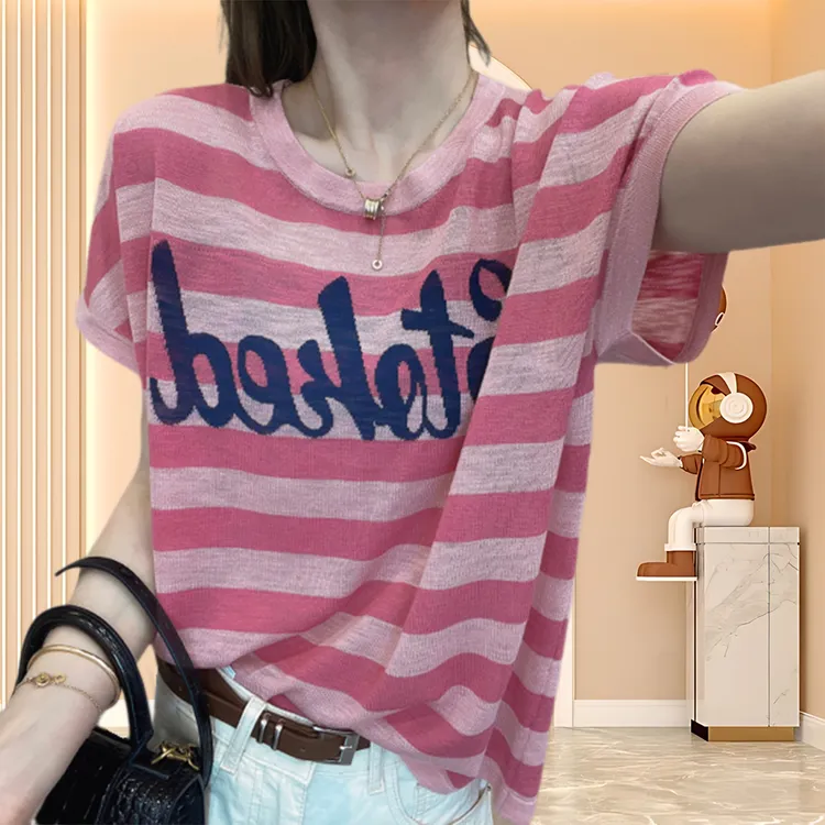 条纹T恤女2025夏季新款韩版小个子时尚宽松显瘦洋气衣服女短袖