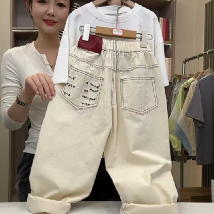 儿童水洗纯棉2025新款中大童春夏款百搭洋气韩版宽松休闲裤