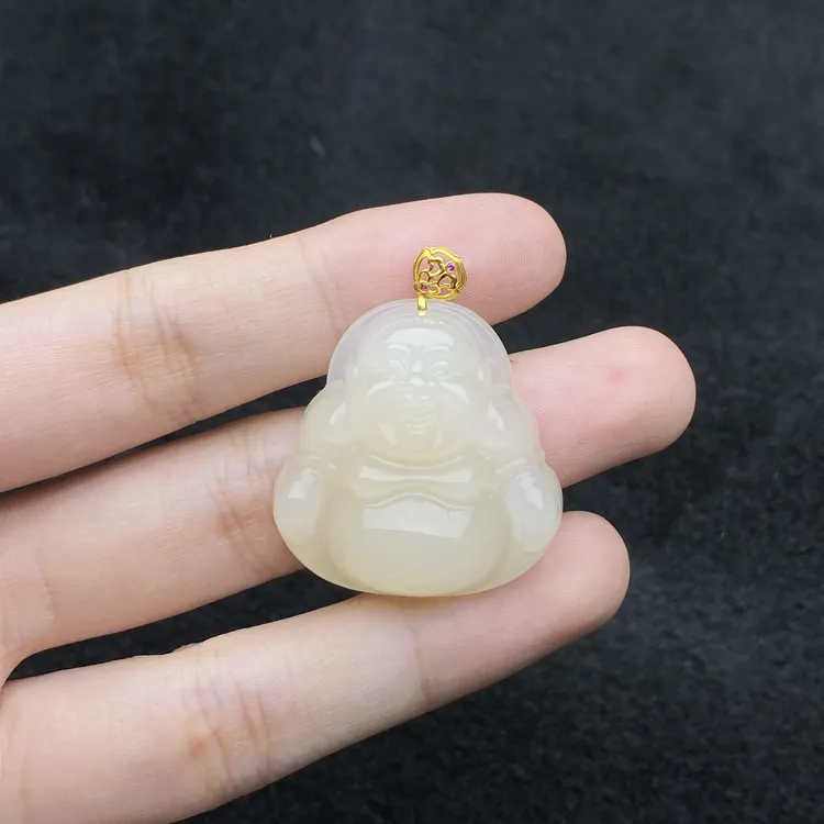 【小北严选】18k金和田玉吊坠14-25H220X238【多样性发一】约28*29mm