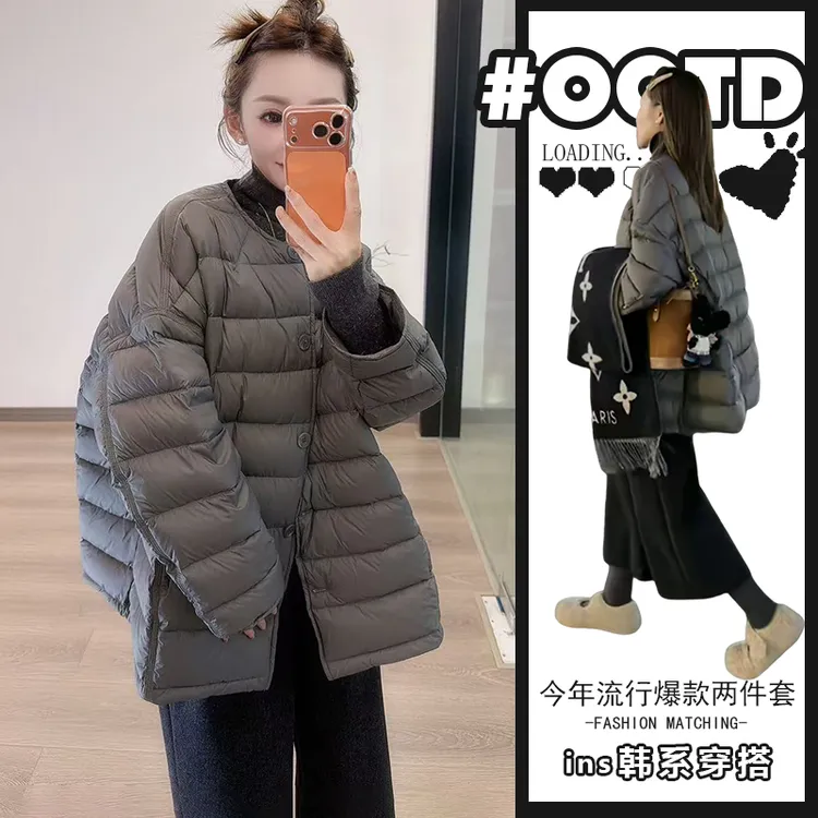 欧美炸街两件套装穿搭冬季2025年韩版宽松百搭保暖棉服外套休闲裤