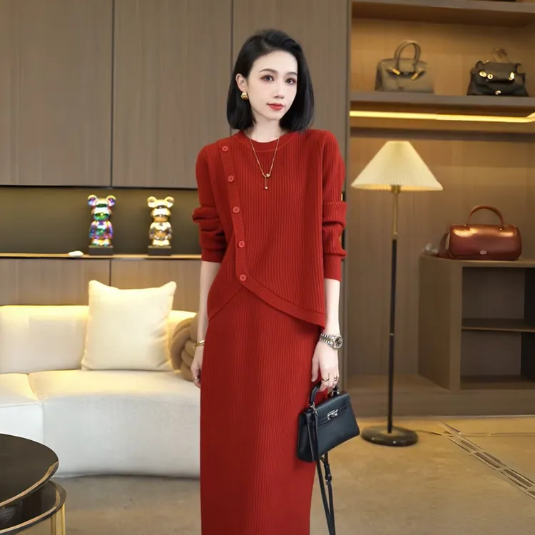 欧颍昇秋冬入秋一整套女装百搭小众高级感潮流休闲两件套裙子7356