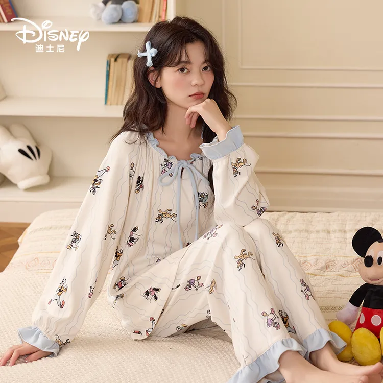 Disney迪士尼秋冬羊绒V领长袖长裤甜美舒适休闲家居服套装0248