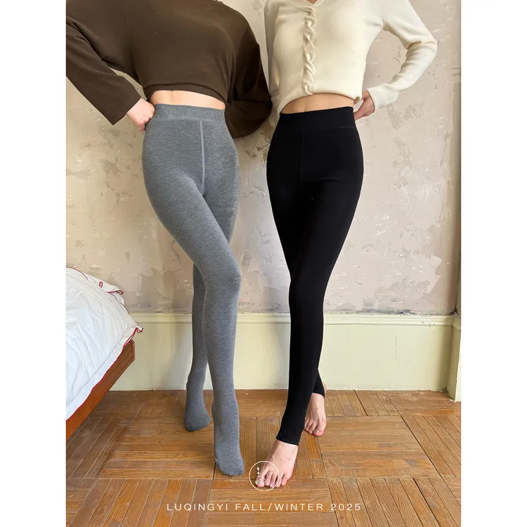 鹭青一原创 亲肤保暖修身踩脚袜打底裤女冬L25K2307N