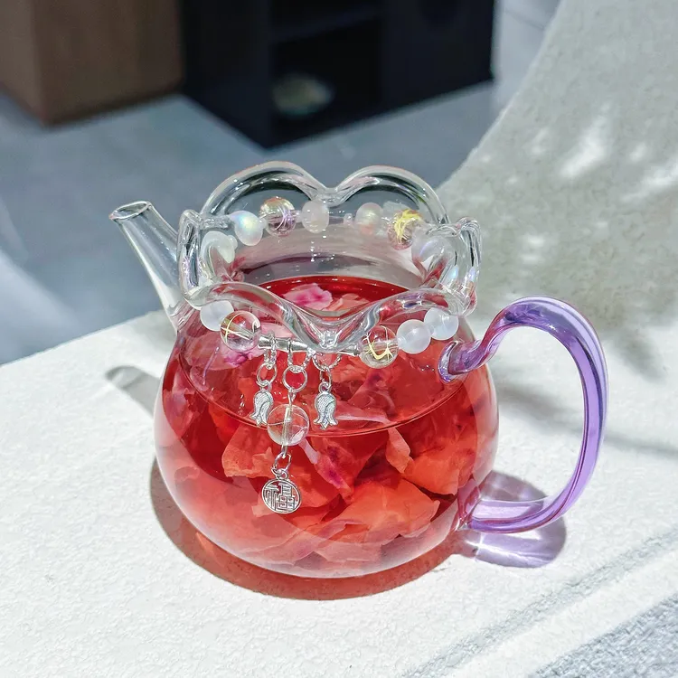 【赠串珠】高颜值耐热玻璃花苞公道杯泡茶煮茶壶过滤网分茶器