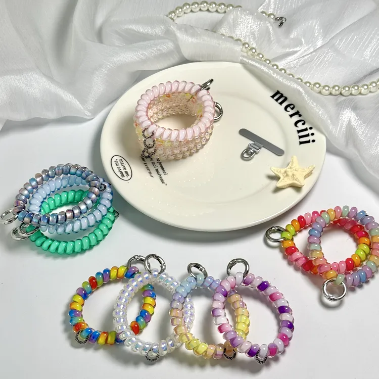 电话线发圈ins风创意饰品挂绳发圈手机壳夏日挂绳链条防丢