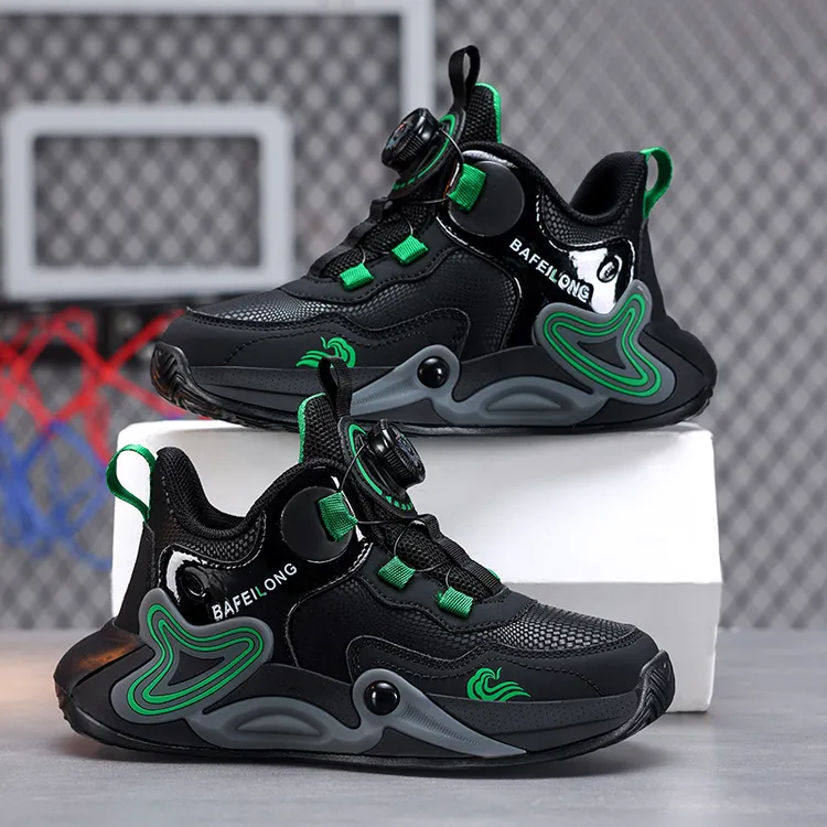 儿童运动篮球鞋秋冬季防水皮面加绒保暖男童运动鞋女童跑步鞋子