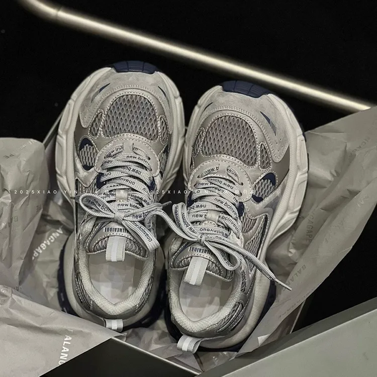 小怪兽网面厚底老爹鞋女2025秋季新款增高时尚休闲运动鞋潮鞋6cm