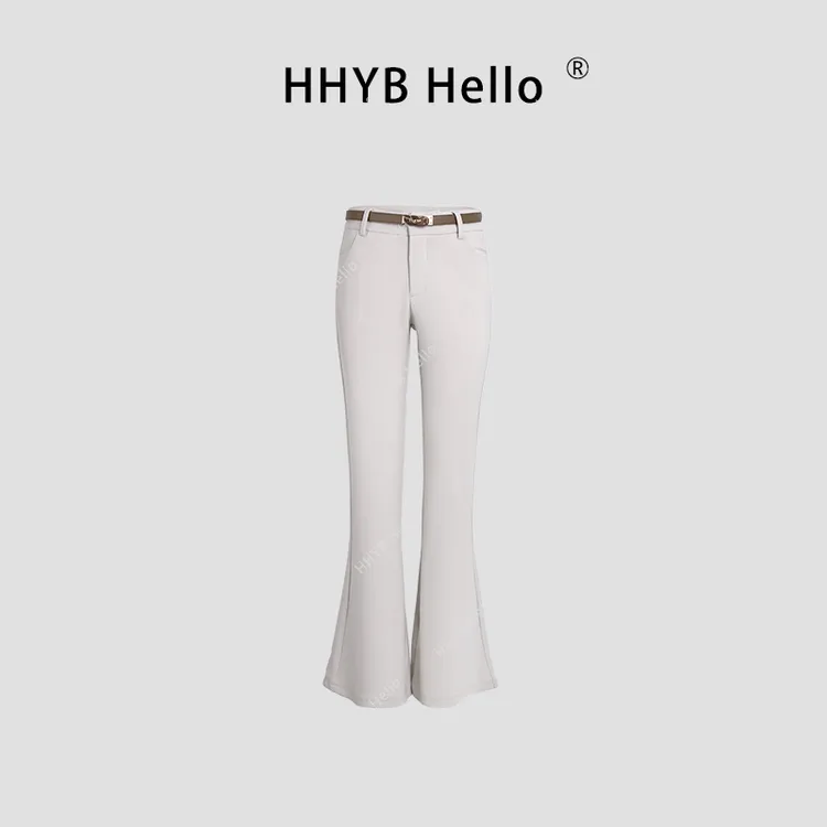 HHYB Hello【2025春季新款】气质直筒休闲西装裤微喇长裤Q254011