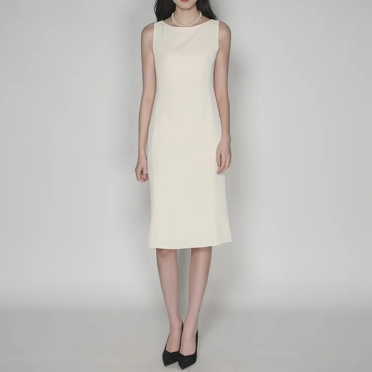 友阿商场玛施嫚2025气质收腰显瘦无袖中长款鱼尾连衣裙女1500486
