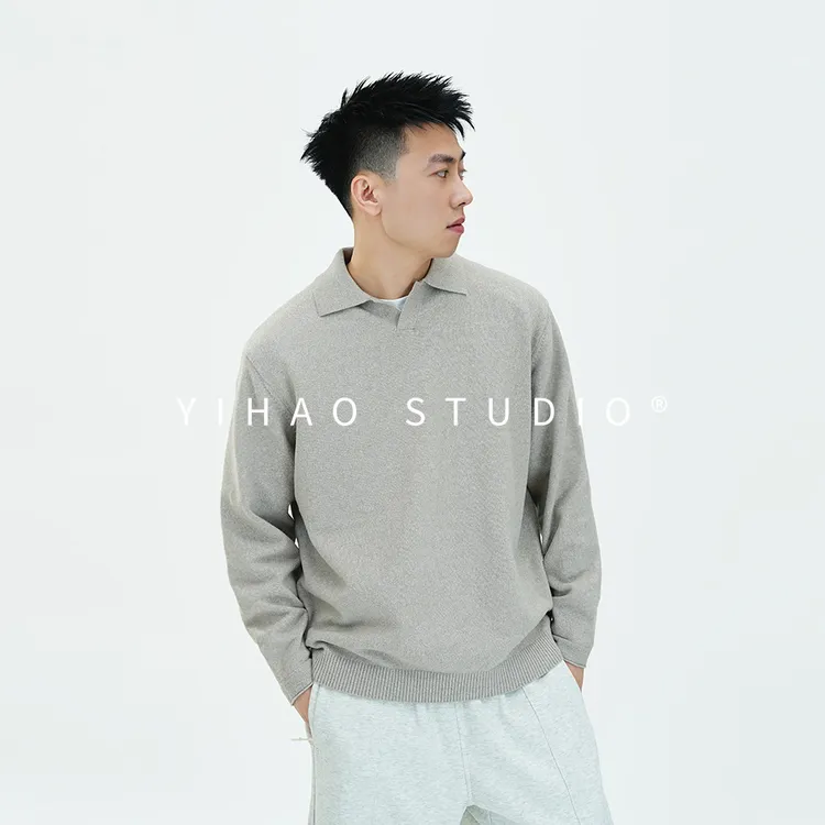YIHAO STUDIO秋冬新款高级老钱风海鸥领针织衫潮牌松弛感保暖毛衣