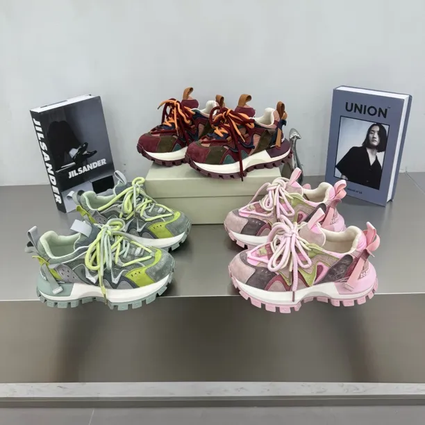 新款厚底时尚磨砂皮拼色阿甘鞋百搭舒适底厚4公分洋气运动老爹鞋