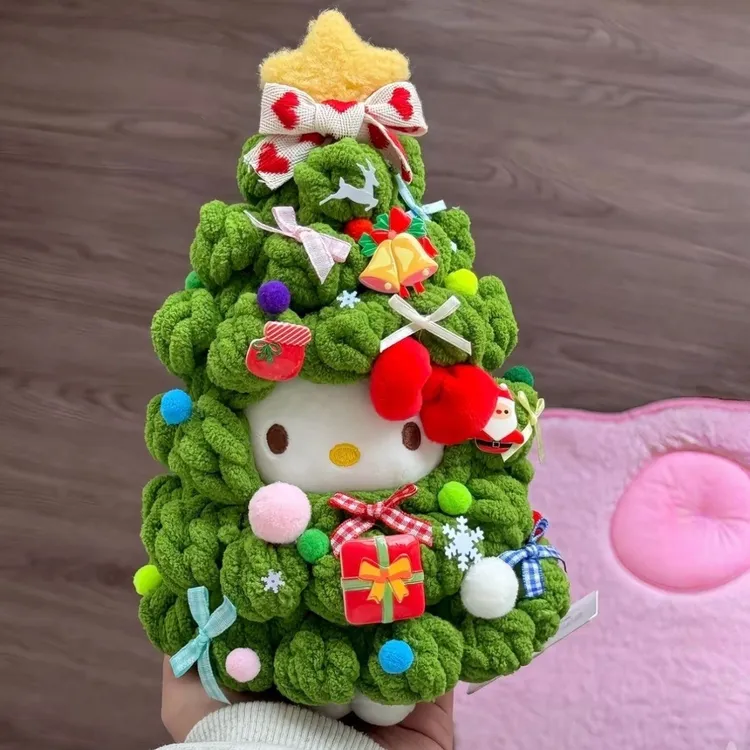 正版hello kitty毛绒玩偶一颗圣诞树可爱圣诞节礼物摆件
