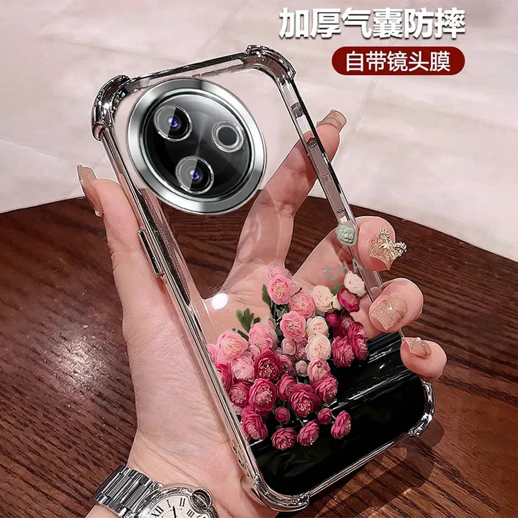 新款适用vivoy300i手机壳气囊防摔Y300I 全包镜头膜ins小清新花朵