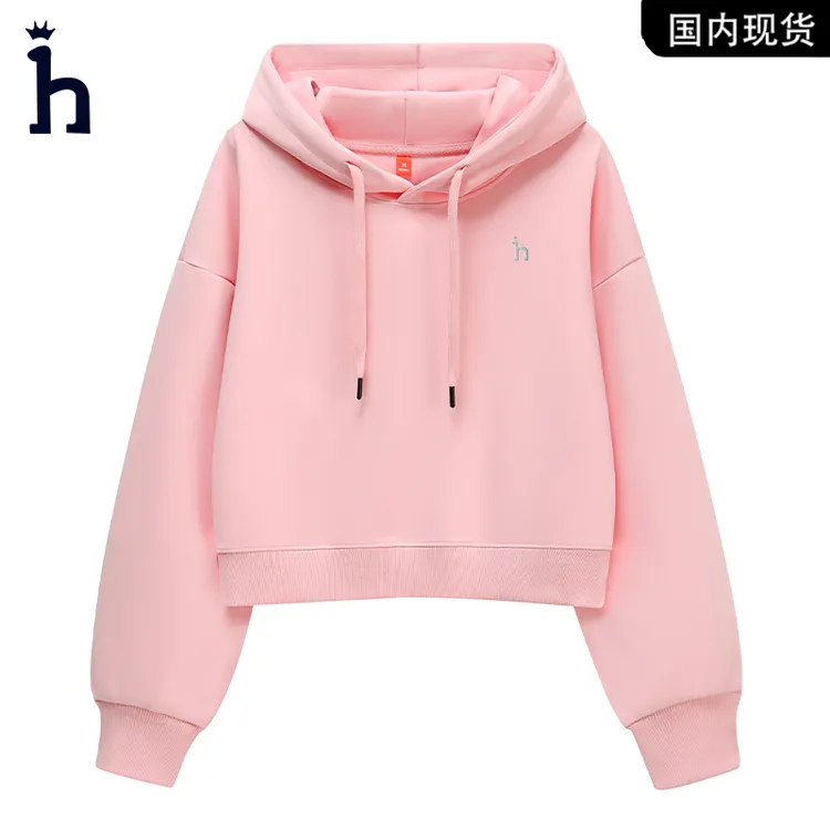 哈吉斯潮牌Hassyz秋冬款刺绣连帽卫衣女纯色高端短款外套时尚女