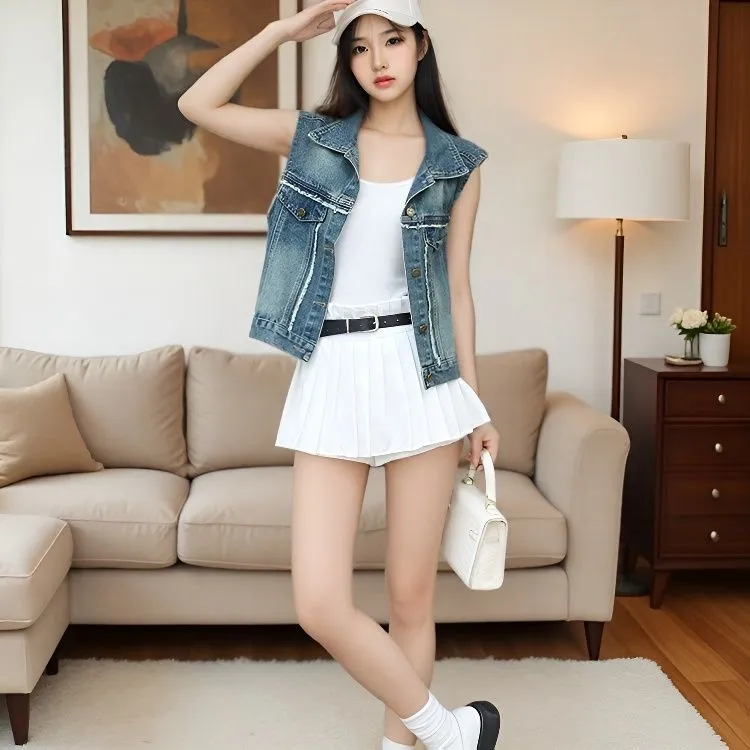 春秋韩式百搭风牛仔马甲女无袖外穿宽松显瘦休闲气质洋气