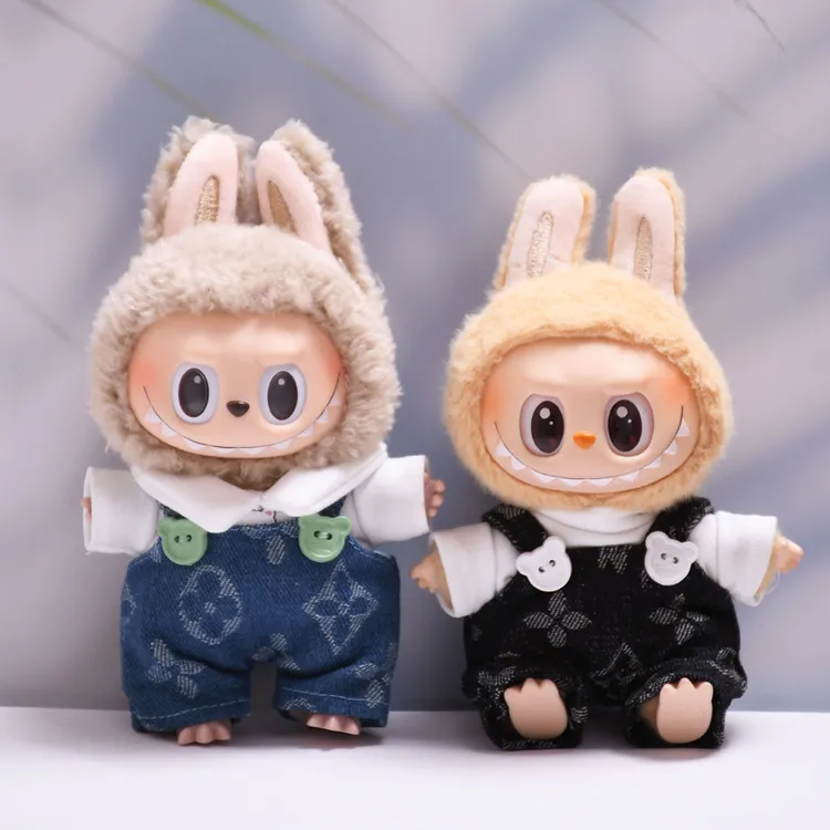 仅售衣服】17cm盲盒拉布布衣服着替四叶草牛仔裤搪胶公仔可爱