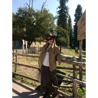ONNI格纹不规则裙半身裙女(配腰带)中长款a字裙小个子裙#8511