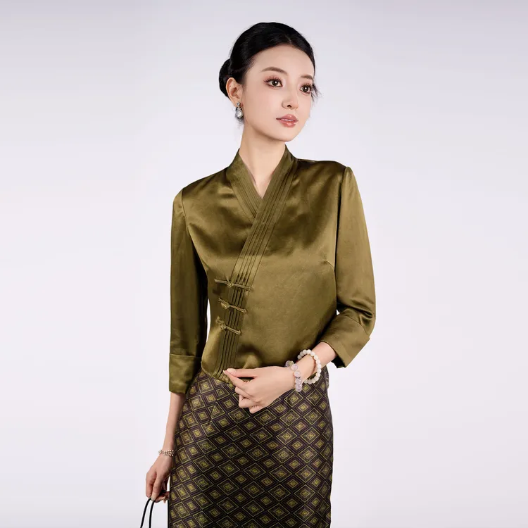 玉家人品牌正品【勐抹】原创设计新中式傣装100%桑蚕丝40姆米香云纱