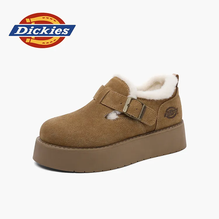 Dickies女鞋2025秋秋季新款时尚百搭秋冬雪地靴加绒保暖低帮鞋