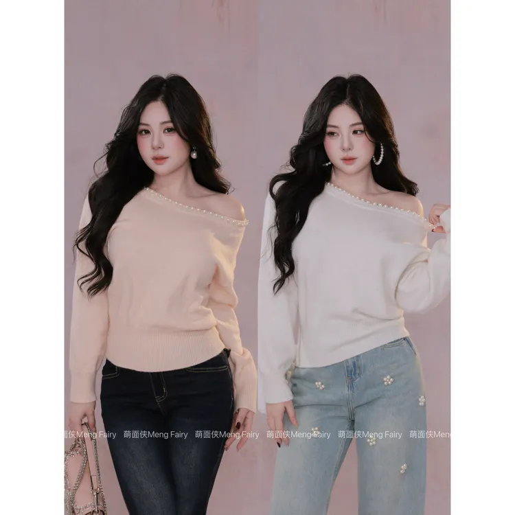 现货萌面侠【暖冬甜梦】气质百搭秋冬长袖多穿法毛织上衣5900M流光